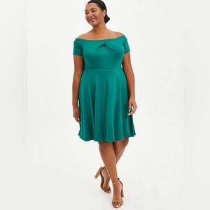 Torrid Mini Studio Luxe Ponte Off-Shoulder Skater Dress.